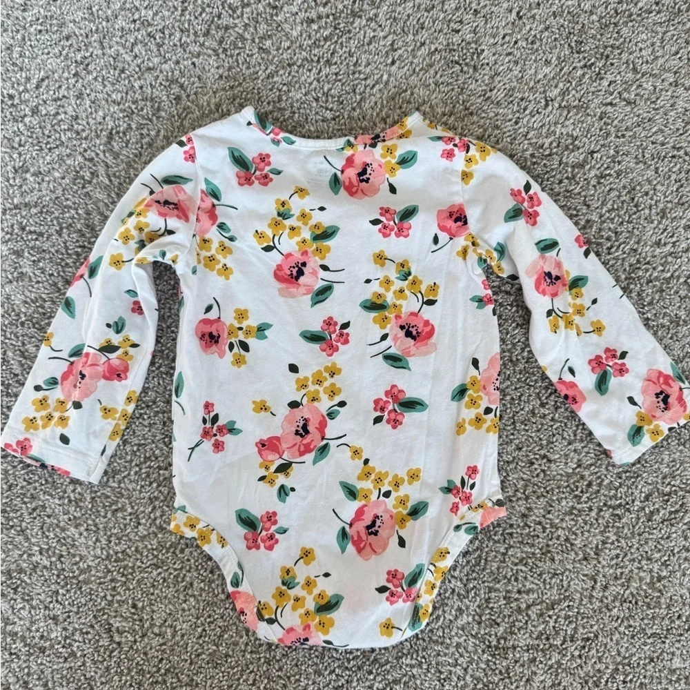 Carter’s Baby Girl Floral Long-Sleeve Ruffle Bodysuit Spring - Size 24 Months